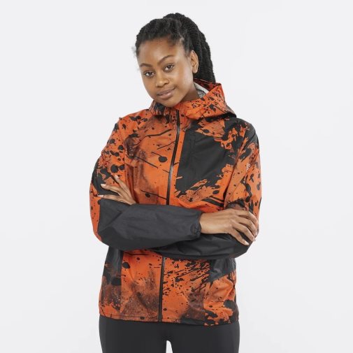 Orange / Black Salomon Bonatti Waterproof Women's Shell Jackets | IE CG0745